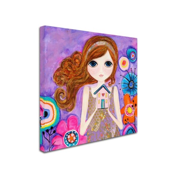 Wyanne 'Big Eyed Girl Home Is Where Your Heart Is' Canvas Art,18x18